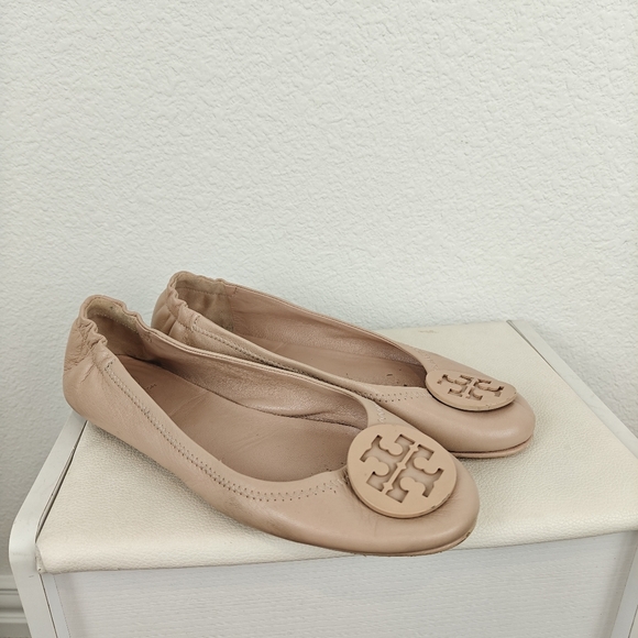 Tory Burch Minnie Ballet Leather Flats In Pink Brick Size 7.5 - Picture 5 of 13